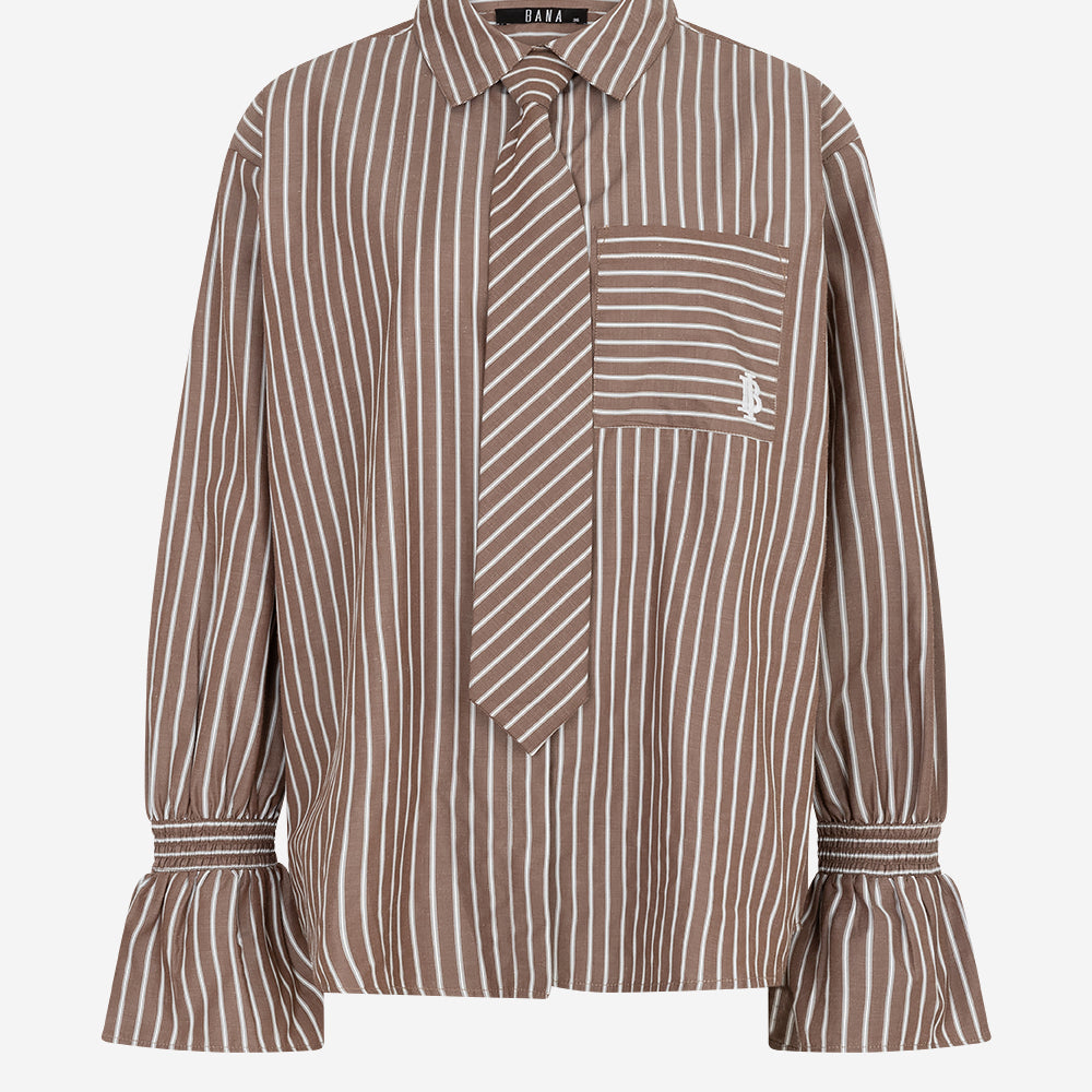 Talya-Tie Brown Blouse | Office Brown