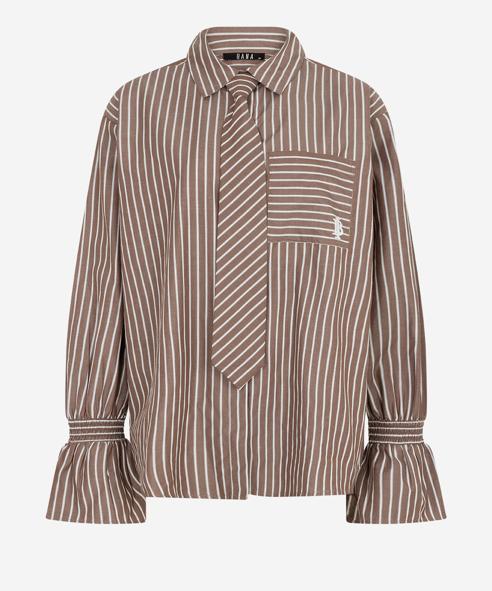 Talya-Tie Brown Blouse | Office Brown