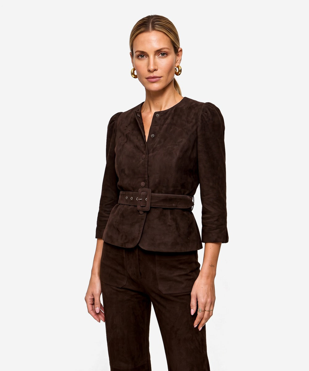 Terya Suede Top | Dark Espresso